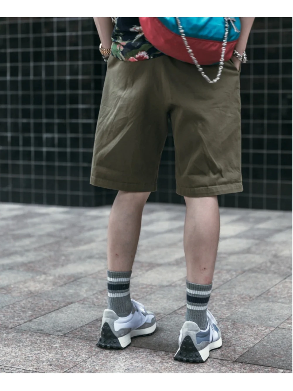 Classic Straight Leg Double Pleated Shorts Olive Non Stock Mfg. Co M 100% Cotton